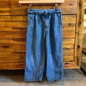 Zara Girl's Blue Wide Leg Crop Chambray Soft Denim Jeans